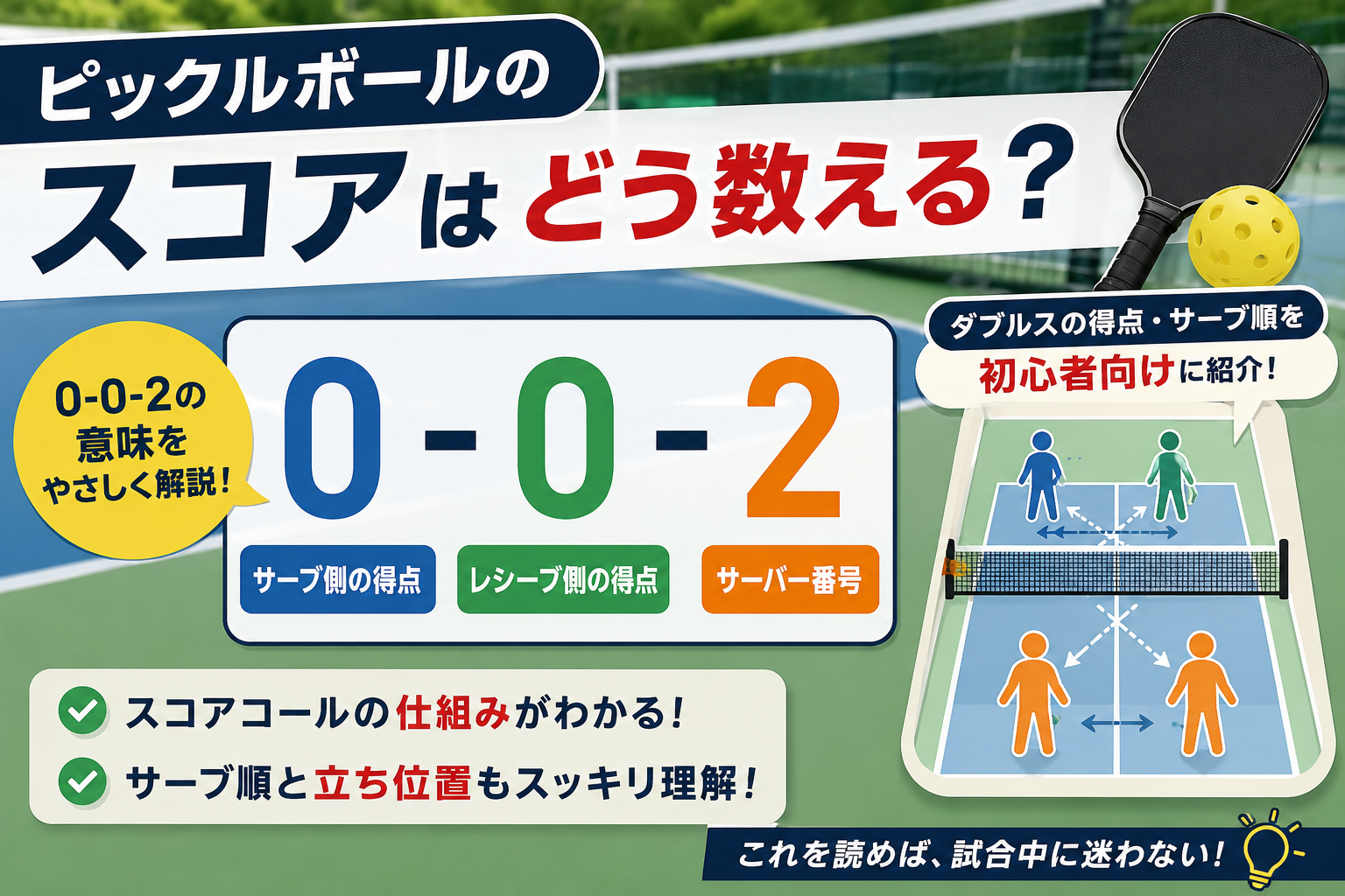 ピックルボールのスコアはどう数える?